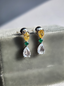 Pear Diamond and Emerald Earrings