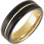 Gold & Black Tungsten Grooved Band